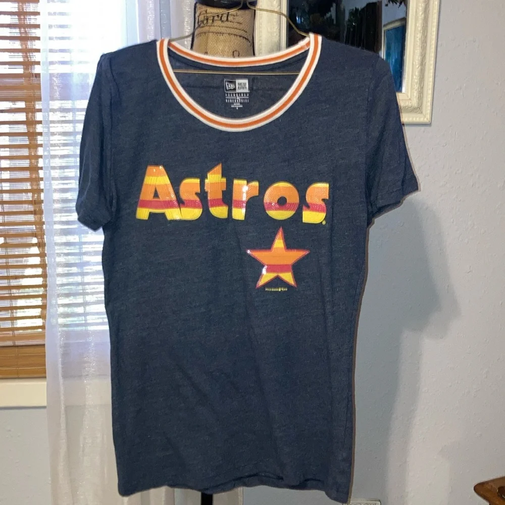 5th & Oceans Astros Sequined Tee - Picture 1 of 6